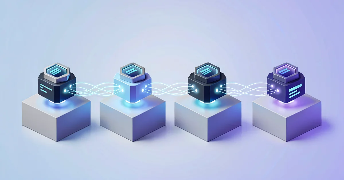 Cuatro hubs conectores luminosos comparados lado a lado sobre podios minimalistas